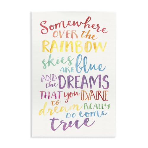 The Kids Room by Stupell Somewhere Over The Rainbow Watercolors Wall Plaque, 10x15, Design by Artist Erica Billups
