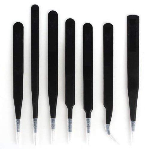 Image of DIY Crafts Precision Tweezers Set - Professional ESD Stainless Steel with Carrying Case Antistatic Tweezers for Electronic, Craft, Jewelry, Watchmakers, Hobby (Design # No 3, Pack Of 7 Pcs)