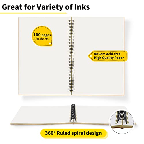 Epakh 22 Packs A5 Spiral Notebook Hard Cover Spiral Journal, Wide Ruled Pages, 50 Sheets 100 Pages, 8.3 X 5.5 Inches, Brown (Unlined Style) #TOP2