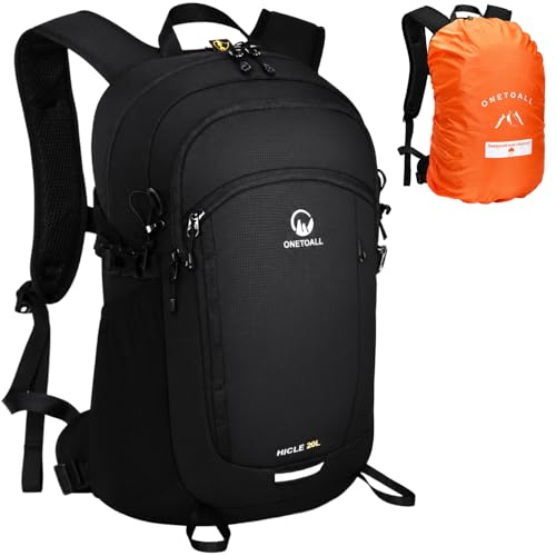 ONETOALL Wanderrucksack Damen & Herren 20L Leichter Tagesrucksack Klein Rucksack Wasserdicht mit Regenhülle für Tageswanderungen Kurze Touren Radfahren Pendeln Nur 510g