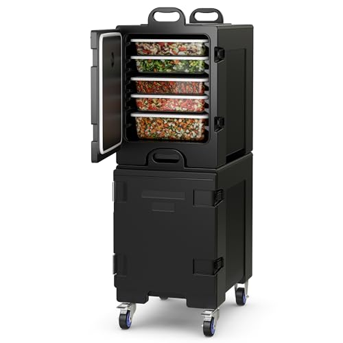 Costway 2Pcs End-Loading Insulated Food Pan Carrier W/Wheels cover