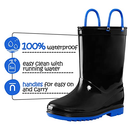 Shofort Kids Boys Girls Rain Boots With Easy-On Handles Rainboots (Toddler/Little Kid/Big Kid) #TOP1