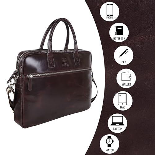 SERGA Real Genuine Leather Laptop Messenger Bag for Men & Women - VICTORY4