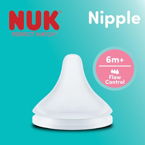 Image of NUK Perfect Match, Flow Control, Soft Silicone Nipple with Anti-Colic Vent, 2 Pack, BPA Free