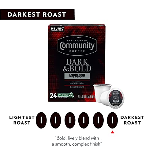Image of Community Coffee Dark & Bold Espresso Roast 12 Count Coffee Pods, Extra Dark Roast Compatible with Keurig 2.0 K-Cup Brewers, 12 Count (Pack of 1)