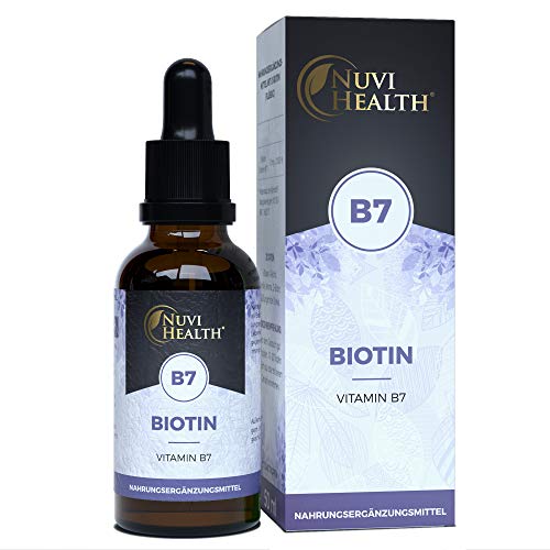 Nuvi Health® Biotin Flüssig - 10 mg - 50 ml = 1240 Tropfen - D-Biotin (Vitamin B7) für Haut & Haare - Höchste Bioverfügbarkeit - Laborgeprüft - Vegan - Vanille Geschmack - Hochdosiert