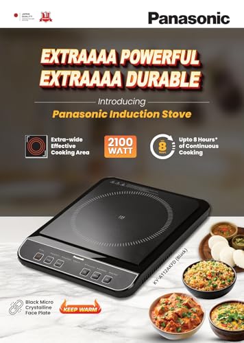 Image of Panasonic KY-A112AKFD -Induction Stove 2100 Watts | Automatic Voltage Regulator and Safety Cut Off | Up to 8 Hours Cooking Time |7 Indian Preset Menus | Wider Cooking Area |1 Year Warranty, Black
