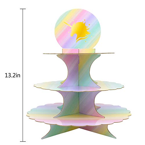 3 Tier Unicorn Cardboard Cupcake Stand Tower Mini Round Cupcake Stand Dessert Cupcake Holder Baby Shower, Gender Reveal Party, Kids Birthday Party Unicorn Themed Party - 12 Inches By Lucky Party #TOP4