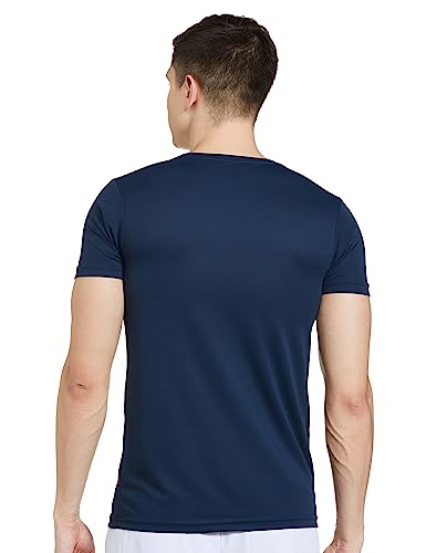 Image of Revolt Streetwear SINDICATE Men Revolt Men's Soft & Comfortable Round Neck T-Shirt - Gradation Print, Logo Branding (Midnight Navy, M)