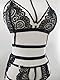 DEARAIMILI Damen Sexy Strumpfband Unterwäsche mit Strumpfhalter Teddy Babydoll Dessous-Set,3-Teilig