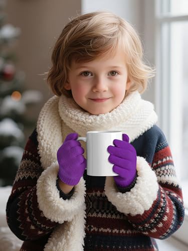 Image of Cooraby 12 Pairs Kid's Winter Magic Gloves Children Stretchy Warm Magic Gloves Boys or Girls Knit Gloves for 6-12 Years