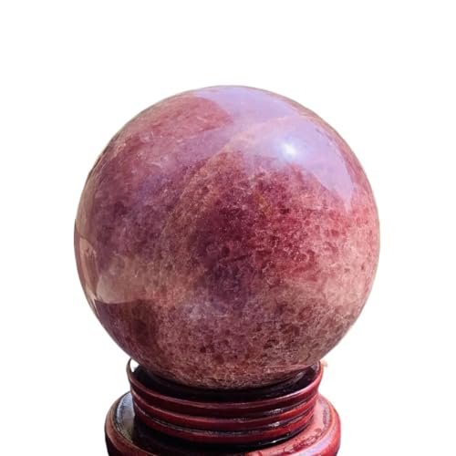 Quartz fraise en sphère de cristal poli ornement minéral haut de gamme