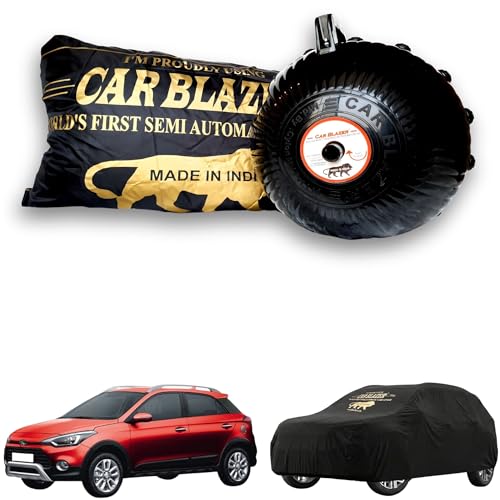 Image of CARBLAZER Portable & Semi-Automatic Full Body Car Covers: Heavy Duty Device| Anti-Theft| Dust & Scratch Proof | Water & Wind Resistant|Custom Fit| Dual-Side Cover, Compatible for Hyundai i20 Active