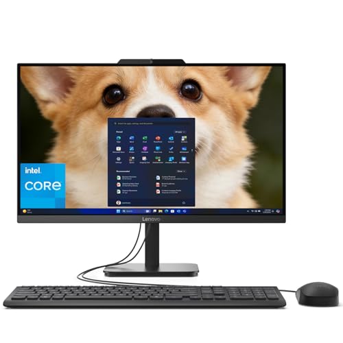 Lenovo AIO 24' FHD All-in-One Desktop Computer for Home Office, Intel 4-Core Processor, 8GB DDR4 RAM, 512GB PCIe SSD, WiFi 6, Bluetooth 5.2, HDMI, Onyx Black, KB, No Office, Windows 11 Home