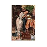 DEcter William Holman Hunt Artwork【Isabella y la olla de albahaca】 Póster para pared, lienzo, regalo, sala de estar, dormitorio, decoración, obras de arte 20 x 30 pulgadas (50 x 75 cm)