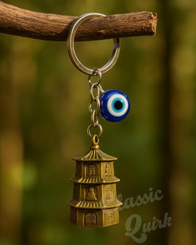 Image of Evil Eye Hooked Guardian Bell Keychain - Protective Lucky Charm Bell with Clip Hook for Bike, Car, Key & Bag | Spiritual Good Luck Talisman Gift