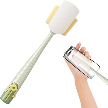 5-in-1 Bottle Cleaning Brush, 2026 New Flower-Shaped Multifunctional Cup Brush, Long Handle Water Bottle Cleaner Brush with Sponge and Scrubber for Cup Lid Cleaning & Home Kitchen Tasks Green