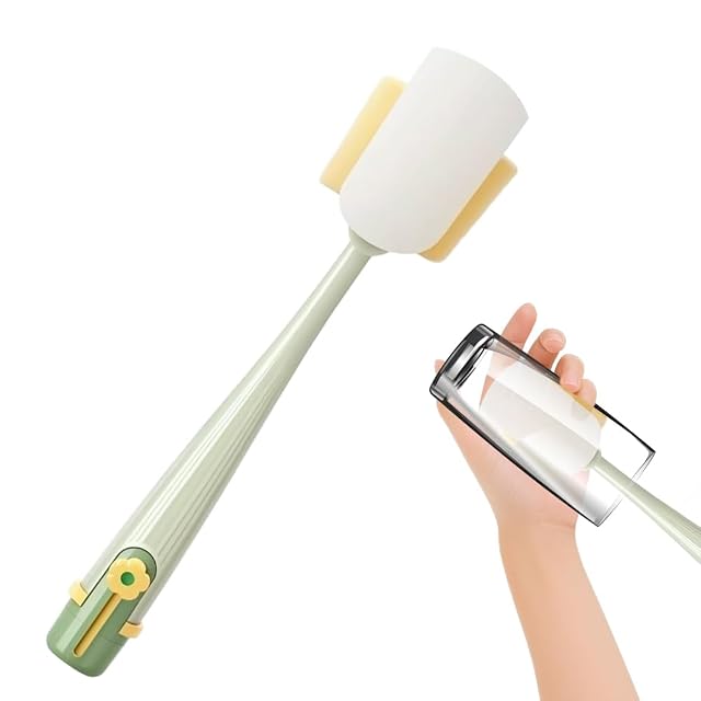 5-in-1 Bottle Cleaning Brush 2026 New Flower-Shaped Multifunctional Cup Brush Long Handle Water Bottle Cleaner Brush with Sponge