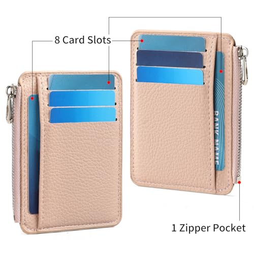 Slim Credit Card Holder Wallet for Women Front Pocket RFID Blocking Wallets Small Compact Card Case with Zipper Pocket2