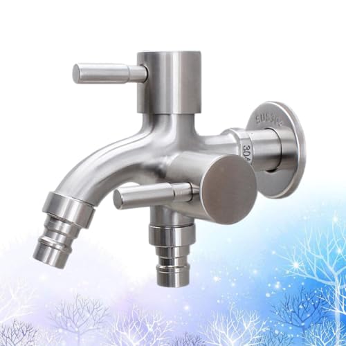 Grifo multifuncional doble de acero inoxidable para solucionar tomas únicas 7