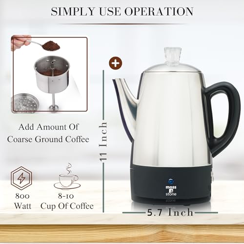 Moss & Stone Electric Coffee Percolator, Camping Coffee