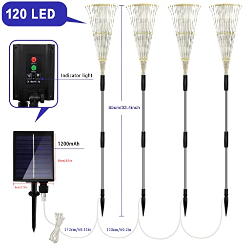 Colcutee 4 Pack Garden Solar Lights, Solar Firework Lights 120 Led, Fireworks Led Lights Outdoor 8 Modes With Remote Control, For Garden Lawn Backyard Christmas Party (Multicolor) #TOP6