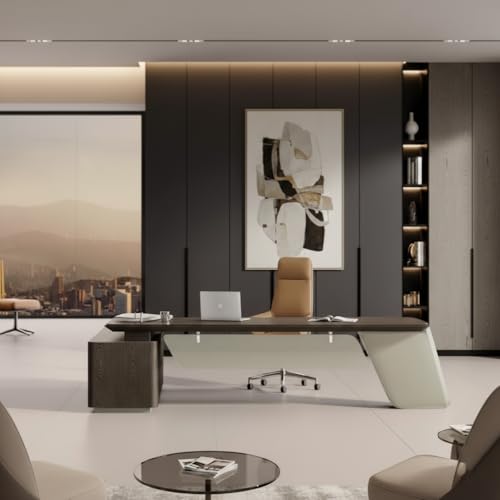 Image of Lakdi The Furniture Co Modern L Shape Director Table for Office with Luxury Executive Desk and Side Storage, Premium Wood Veneer Top & Minimal Design - LDL-718