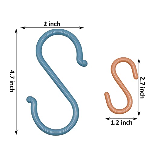 Maydahui 16 Pcs S Shape Plastic Hooks Set of 8 Big Size 8 Small Size in Pink Green Blue for Storage Room Kitchen Bathroom - Thumbnail 2
