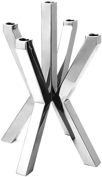 Thea 5-Light Candelabra – Elegant Silver Metal Candle Holder for Dining Table, Mantel, Weddings, and Home Décor