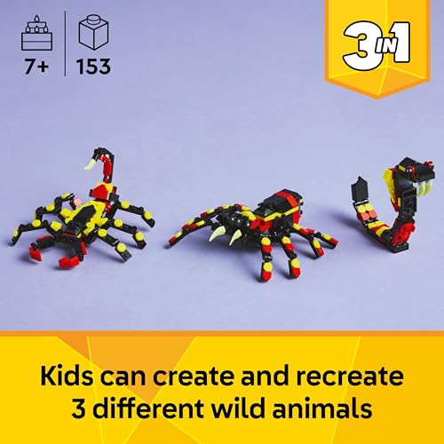 LEGO Creator 3in1 Wild Animals: Surprising Spider Toy - Transforms into a Scorpion Figure or a Snake - Building Set for Nature-Loving 7+ Year Old Boys & Girls - Creative Birthday Gift - 31159 - Image 5