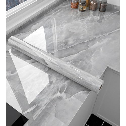 Image of Grey Marble Wallpaper for Self Adhesive Kitchen Wall Stickers, Wallpaper, Waterproof, Oilproof and and Heat Aluminium foil Stickers for Kitchen (Size:60 * 200 CM)(Pack of 1)