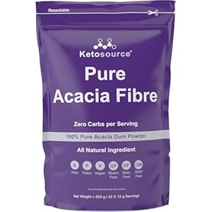 Pure Acacia Fibre | 0g Carbs | Zero Calories | Prebiotic Soluble Fibre Powder Supplement | Supports Fasting & Ketogenic Diet | 500g Pouch | Ketosource®