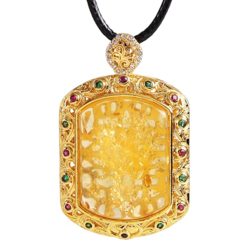 Guptue Natural amber pendant beautiful petal shape different flower necklace for women (Amber pendant 5962)