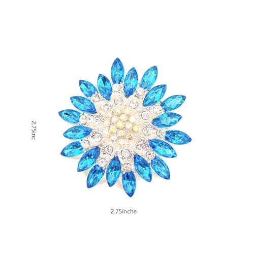 Image of Rhinestone Sunflower Brooch Pin for Women Red Black Purple Large Flower Broochs Snowflake Brooch Marquise Wreath Brooches Jewelry