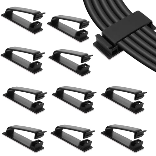 50 Clips para Cable, Clips Autoadhesivos para Gestión de Cables, Negro | Organizador de Cables y Soporte para Cables de TV y Ethernet para Escritorio en Casa u Oficina miniatura 1