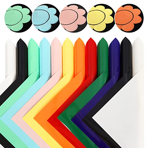 Kingsow Puff Vinyl Heat Transfer: 3D Puff Heat Transfer Vinyl 12 Sheets Assorted Colors 12”X10” Black White Puffy Htv Vinyl Iron On Vinyl For Cricut T-Shirt #TOP20