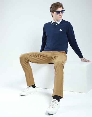 Image of Monte Carlo Men's Regular Fit Pullover | Solid V Neck Style | Full Sleeves Pull On | Warm & Stylish Winter Fashion Sweater | Winter Sweater for Men's