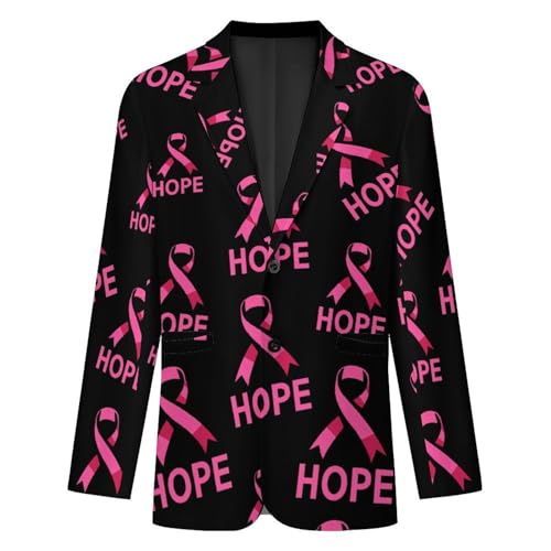 Breast Cancer Awareness Ribbon Hope Men's Suit Jacket 2 Button Lapel Blazers Tuxedo Business Coat for Wedding Party3