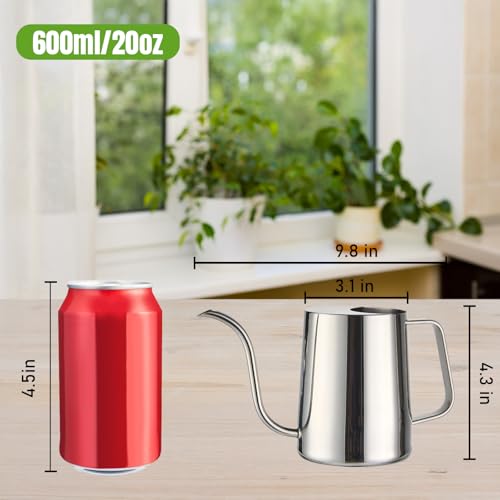 Image of Watering Can for Indoor Plants, Indoor Watering Can with Long Spout and Handle Rust-Proof 304 Stainless Steel Material (600ml /20oz)