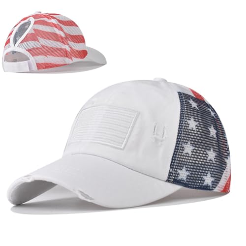 Gorra de béisbol con bandera americana para mujer ajustable miniatura 1