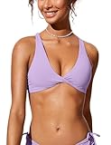 CRZ YOGA De las Mujeres Cuello en V Bikini Traje de Baño Espalda Cruzada Top de Natación Acolchada Púrpura élfico 42