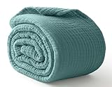 Kozyhvn 100% Cotton Muslin Blanket King 108' x 90', 6 Layers Breathable and Lightweight Cotton Throw Blanket for Bed, Soft Quilt Bedspread Coverlet, Gauze Blanket for Adults All Season, Teal