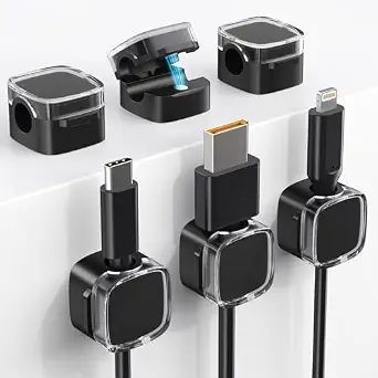 Magnetic Cord Clips, 6 Pack Cable Organizer Holders for Desk and Home