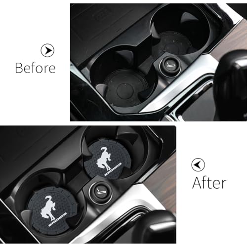 Image of Car Cup Holder Coaster for Ford Bronco 2023 2024 Sport Interior Accessories, Recessed Silicone Cupholder Coaster 2.75in 2Pack