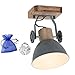 Produktbild Deckenleuchte Holz Metall Grau E27 Spot Wandleuchte im industriellen rustikalen Vintage Look 7968GR + Kristall Kugel Give Away