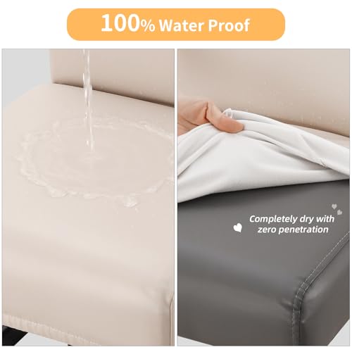 Image of YISUN Waterproof Bar Stool Covers, Pu Leather Counter Chair Cover Removable Washable Barstool Slipcovers, Stretch Pub Tall Chair Covers with Backs (4 Pack, Pale Beige)