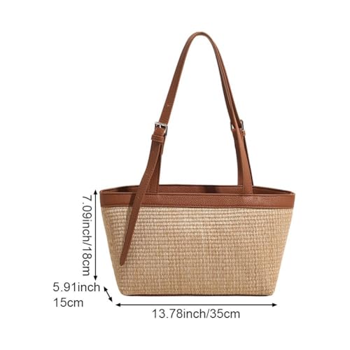 Bolso de paja para mujer, bolso de playa para verano, bolso tote grande con asa y correa ajustable para trabajo, playa o vacaciones miniatura 7