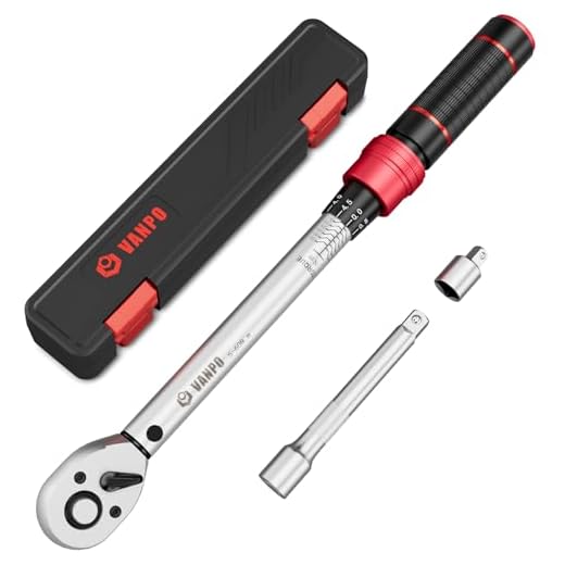 VANPO Llave Dinamométrica 3/8'', 5-60 Llave de Torque, Precisión de Error ±3%, Cabezal Reversible de 72T Llave Dinamometrica para Bicicleta, Moto, Cambiar Bujías de Coche