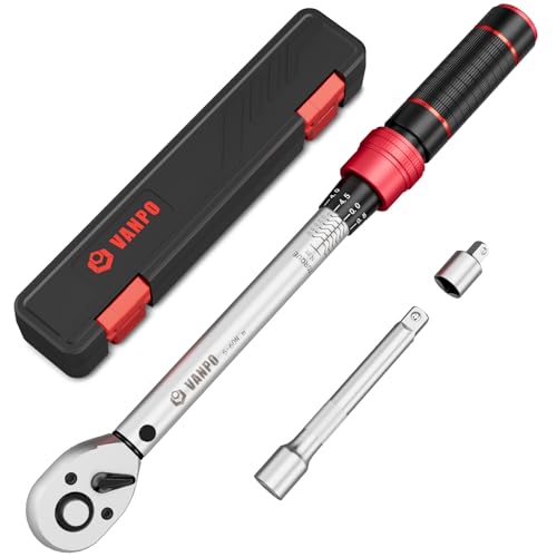 VANPO Clé Dynamométrique 3/8'', 5-60NM Cle Dynamométrique Set avec Adaptateur 3/8