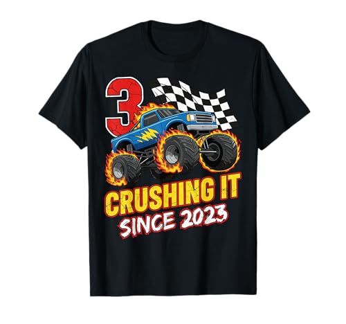 Birthday Monster Truck 3 Year Old Boys 3rd Party Born 2023 T-Shirt